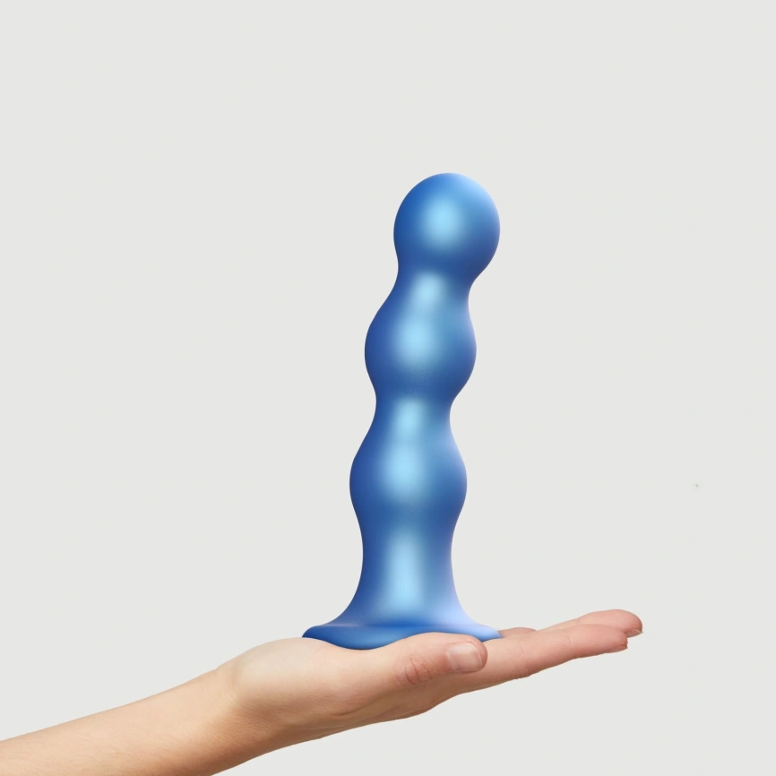 Насадка для страпона Strap-On-Me Dildo Plug Balls Blue Metallic XL фото 2