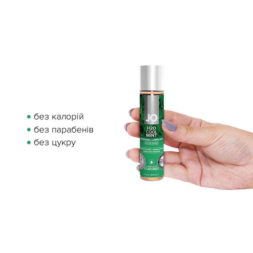 Смазка на водной основе JO H2O — Cool Mint (30 мл) без сахара, растительный глицерин фото 2