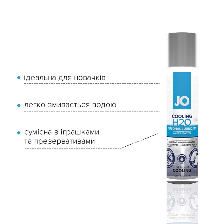 Охолоджувальна змазка на водній основі JO H2O COOLING (30 мл) з ментолом, рослинний гліцерин фото 3