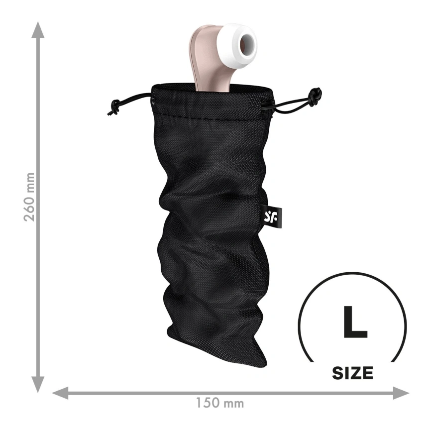 Мешочек для секс-игрушек Satisfyer Treasure Bag L, черный, на шнурке фото 1