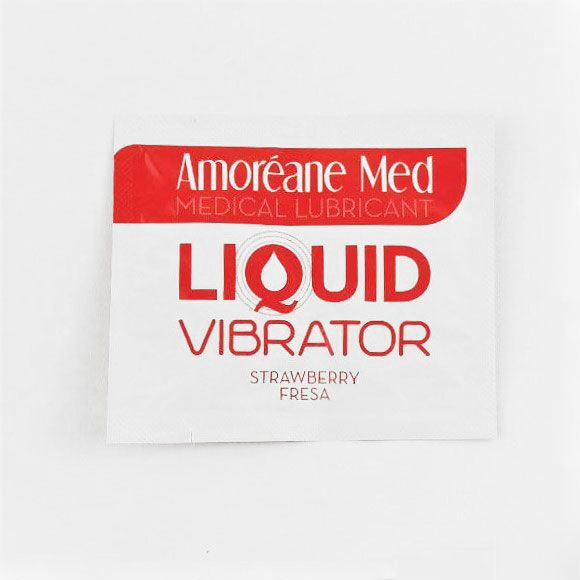 Пробник лубриканта з ефектом вібрації Amoreane Med Liquid Vibrator Strawberry (2 мл) фото 1