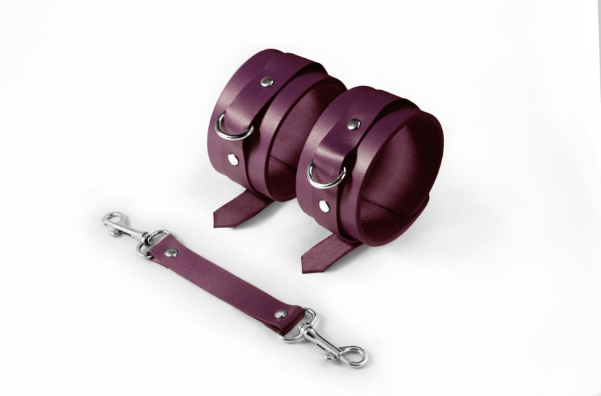 Поножі Feral Feelings – Ankle Restraints Burgundy, натуральна шкіра фото 1