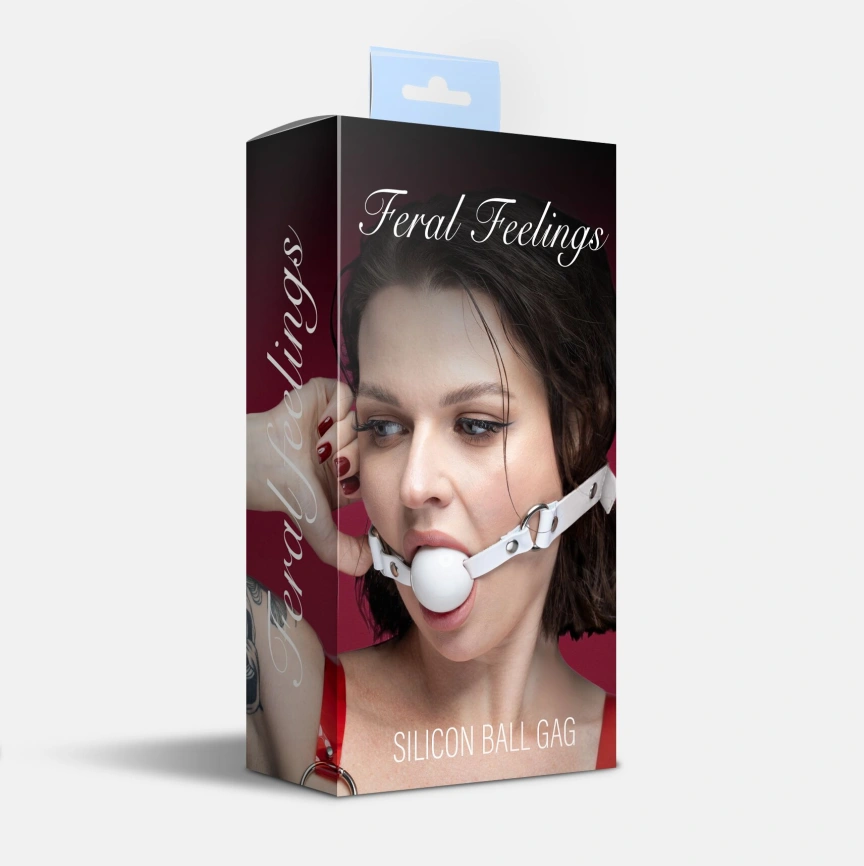 Кляп силиконовый Feral Feelings Silicon Ball Gag White/White, белый ремень, белый шарик фото 3