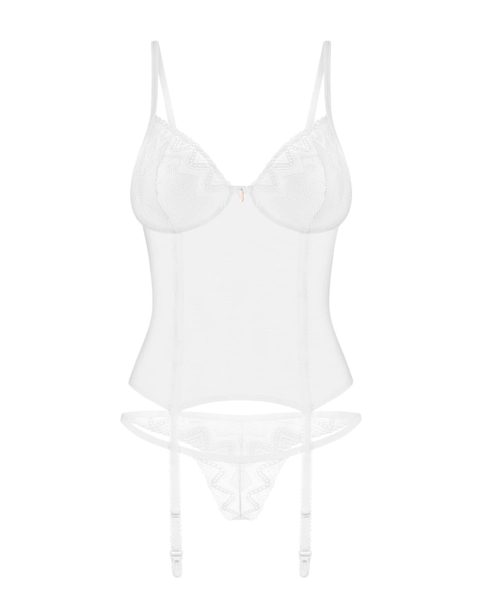 Корсет Obsessive Alissium corset&thong, XS/S, гибкие косточки, открытая спина, стринги в комплекте фото 6