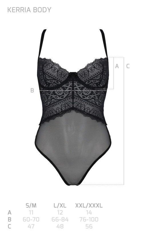 Боді Passion KERRIA BODY black, L/XL, з високими вирізами та верхом балконет фото 5