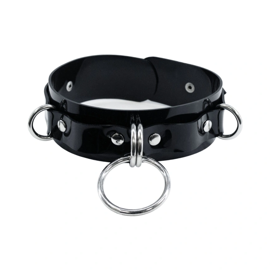 Ошейник для фиксации Feral Feelings - D-Rings Black фото 1