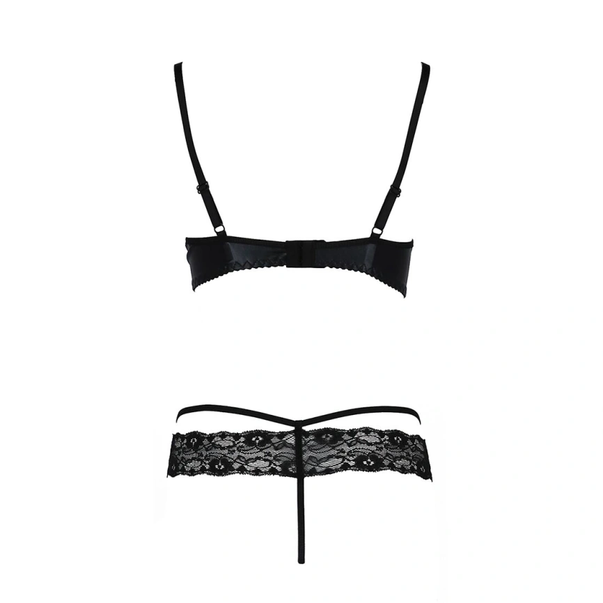 Комплект белья Passion Exclusive NORTH SET L/XL, black, лиф и трусики с элементами под латекс фото 9