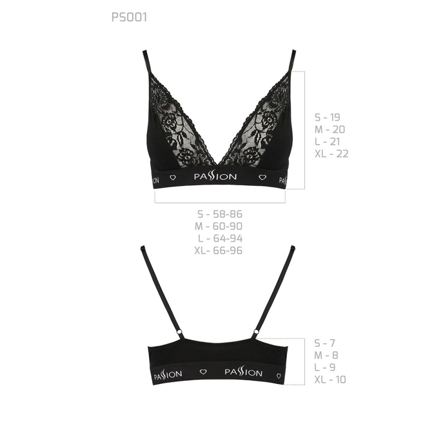 Еластичний топ з мереживом Passion PS001 TOP S, black фото 6