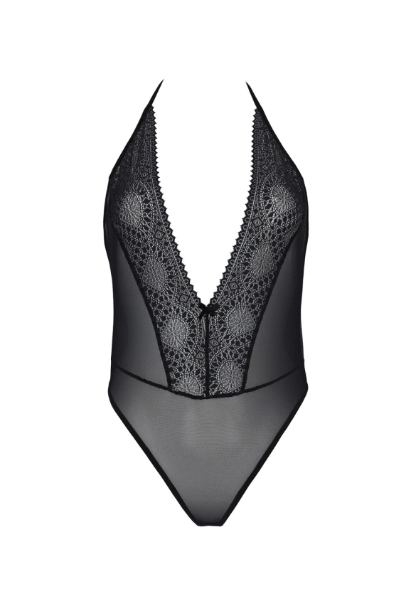 Боди Passion DROSERA BODY black, XXL/XXXL, высокие вырезы, верх на завязках фото 3