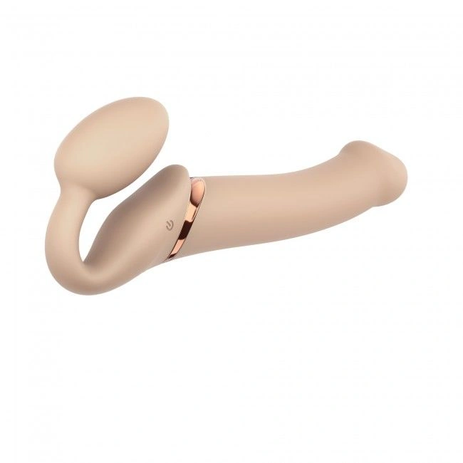 Безремневой страпон с вибрацией Strap-On-Me Vibrating Flesh L, диаметр 4,2 см, пульт ДУ, регулируемый фото 1