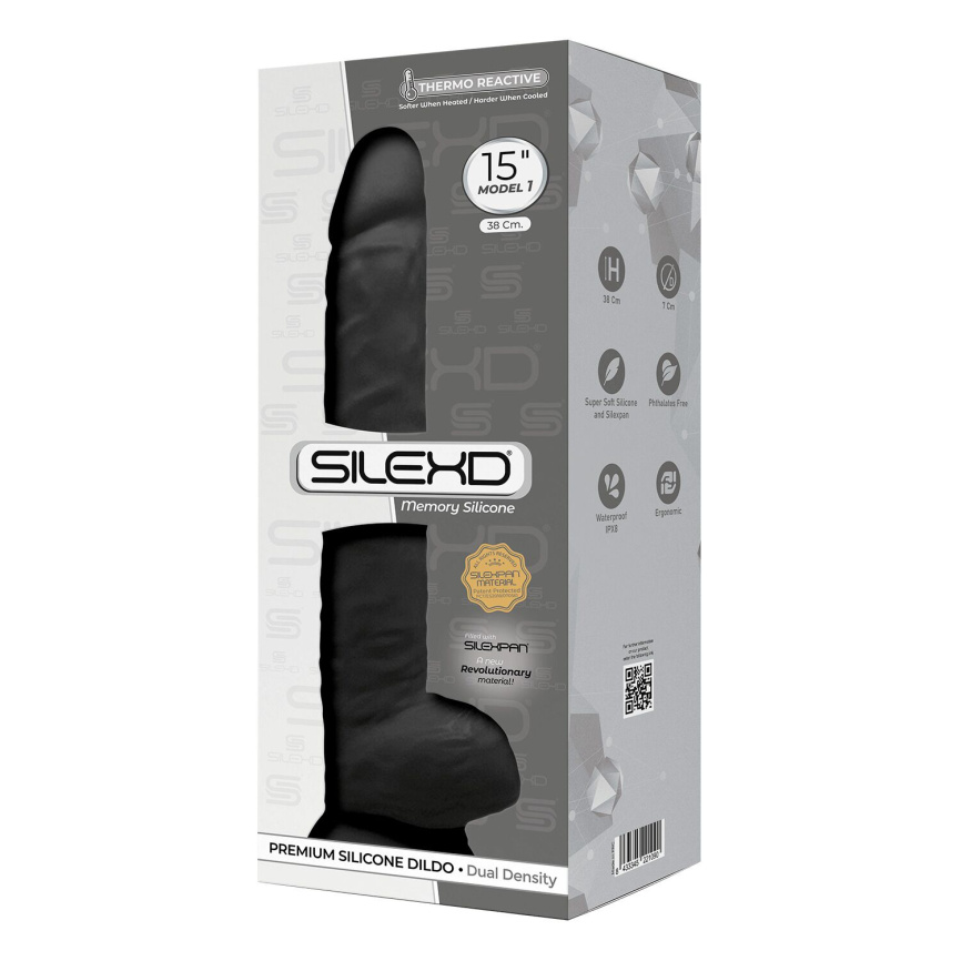 Фалоімітатор SilexD Kingston Black (MODEL 15in), двошаровий, силікон+Silexpan, діаметр 7 см фото 3