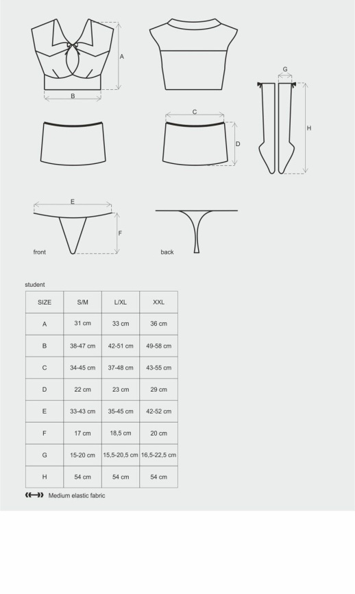 Еротичний костюм студентки Obsessive Student 4 pcs costume S/M, топ, спідниця, стринги, гольфи фото 5