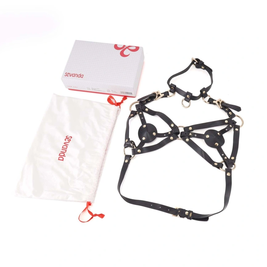 Портупея на грудь LOCKINK SEVANDA Queen Chest Harness with Removable Bra, черная, со съемными пэстис фото 9