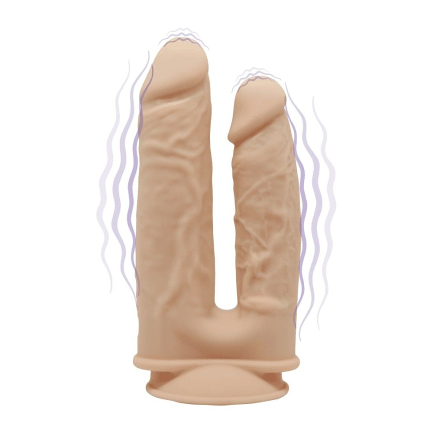 Фалоімітатор подвійний з вібрацією SilexD Double Gusto Flesh Motor (Model 1 size 8" & 7"), двошарови фото 1