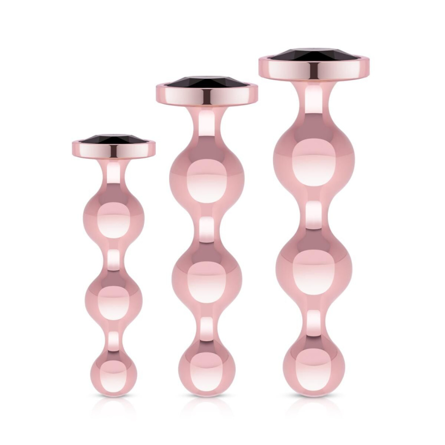 Набір анальних іграшок Rosy Gold - Metal Butt Plug Set 3 Pieces фото 1
