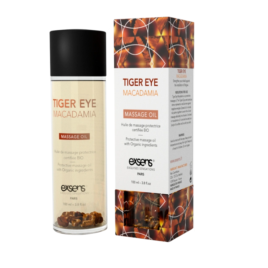 Массажное масло EXSENS Tiger Eye Macadamia (защита с тигровым глазом) 100мл, натуральное фото 1