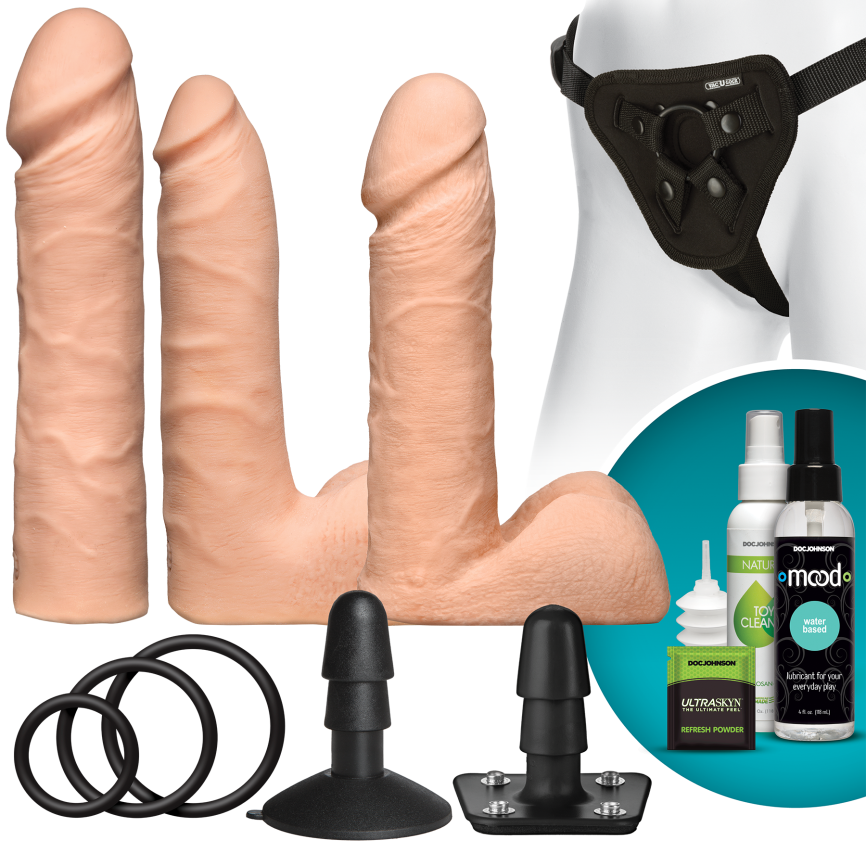 Набір для страпона Doc Johnson Vac-U-Lock Dual Density UltraSKYN Set, діаметр 3×4,5см фото 1