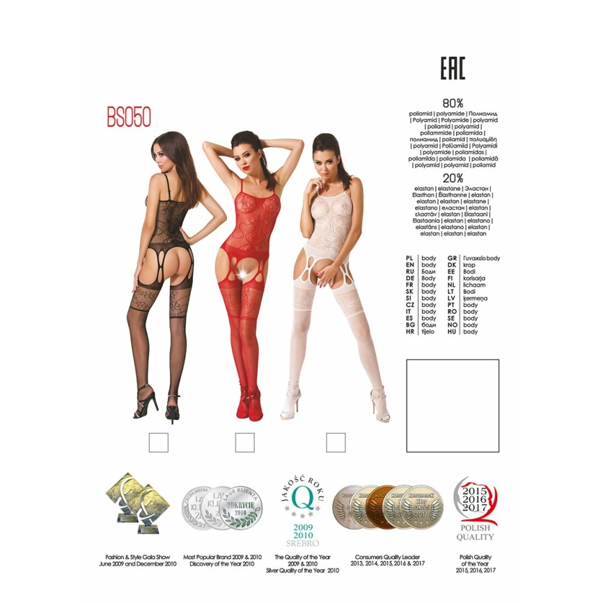 Бодистокинг Passion BS050 red, комбинезон, имитация чулок и пояса фото 10