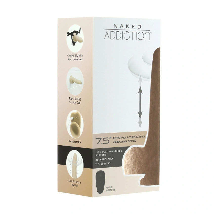Фаллоимитатор с ротацией и пульсацией Naked ADDICTION The Freak 7,5″ Rotating & Thrusting Vibrating фото 7