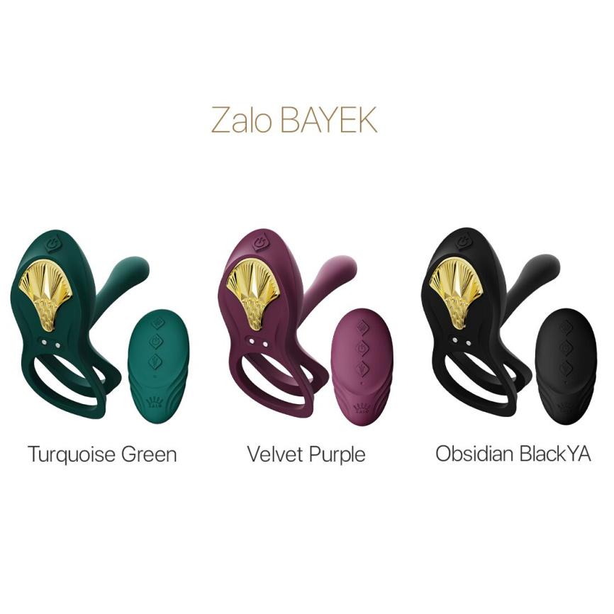 Смарт-ерекційне кільце Zalo -  BAYEK Turquoise Green, подвійне з ввідною частиною, пульт ДК фото 8