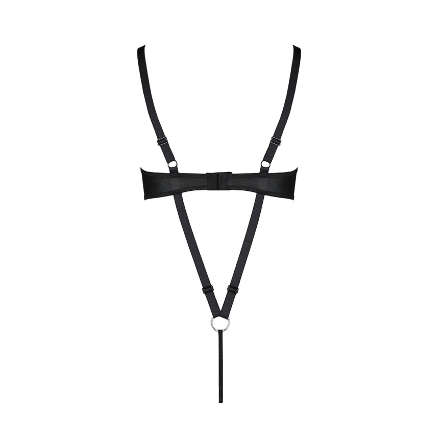 Боді з екошкіри Passion CELIN BODY L/XL, black, з доступом, відкритий фото 6