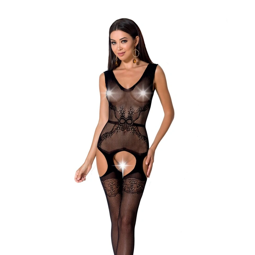 Сетчатый бодистокинг Passion BS062 One Size, Black, комбинезон, имитация чулок, открытый доступ фото 8