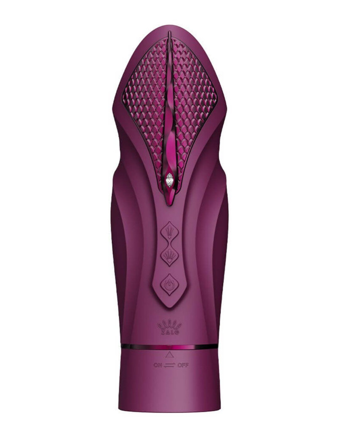 Компактна смарт секс-машина Zalo – Sesh Velvet Purple, 2 насадки, пульт ДК, кристал Swarovski фото 7
