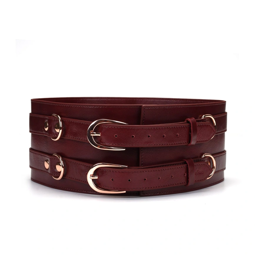 Кожаный пояс для бондажа Liebe Seele Wine Red Waist Cuff, S Size фото 1