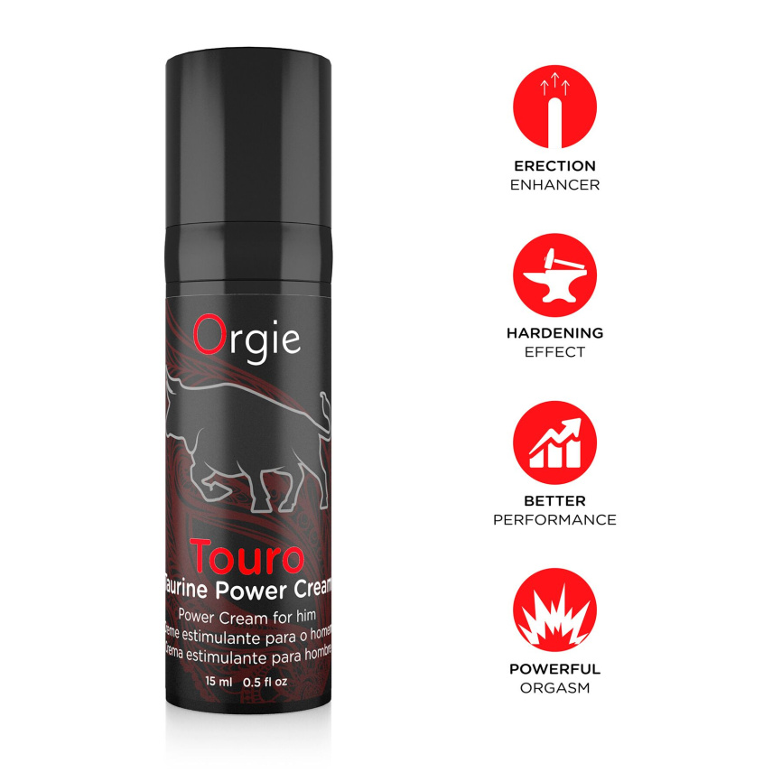 Крем для посилення ерекції Orgie Touro Power Cream, 15 мл, з таурином, гінкго та коренем женьшеню фото 3