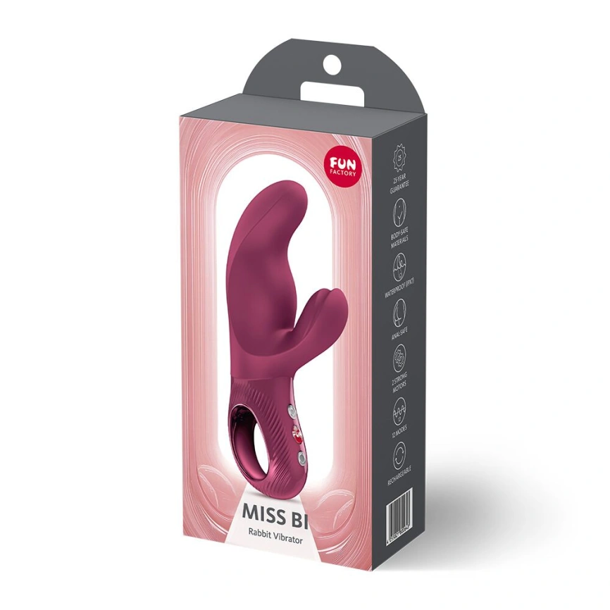Вибратор-кролик Fun Factory MISS BI Wine Red, 2 независимых мотора, диаметр 4,2 см фото 10