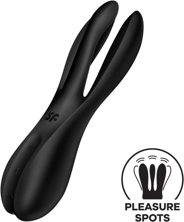 Кліторальний вібратор Satisfyer Threesome 2 Black, 3 гнучкі пальчики, 3 мотори фото 1