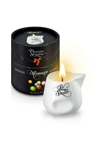 Массажная свеча Plaisirs Secrets Bubble Gum (80 мл) подарочная упаковка, керамический сосуд фото 1