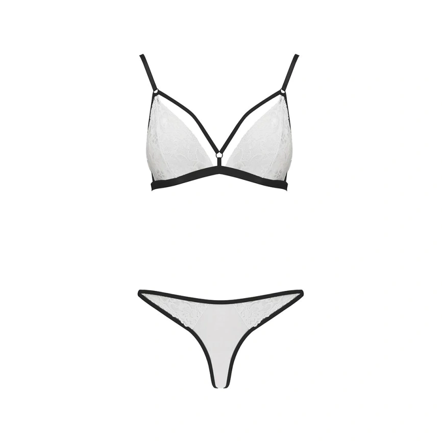 Комплект белья Passion ORIHIME SET S/M, white, стрэпы, лиф и трусики фото 11