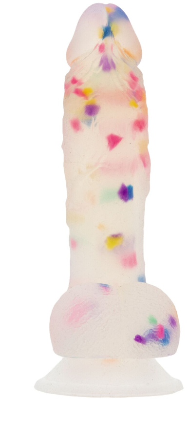 Фалоімітатор з конфетті ADDICTION - PARTY MARTY 7.5″ - FROST & CONFETTI, 19 см, силікон фото 3