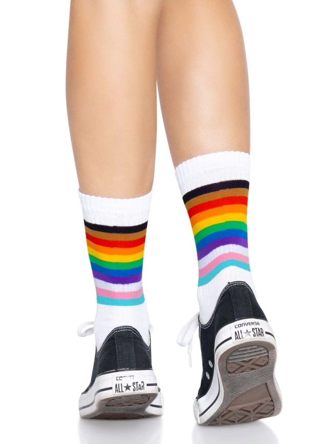 Шкарпетки жіночі в смужку Leg Avenue Pride crew socks Rainbow, 37–43 розмір фото 4