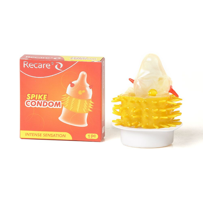 Насадка на член Recare Spike Condom Orange (презерватив з вусиками та шипами) фото 1