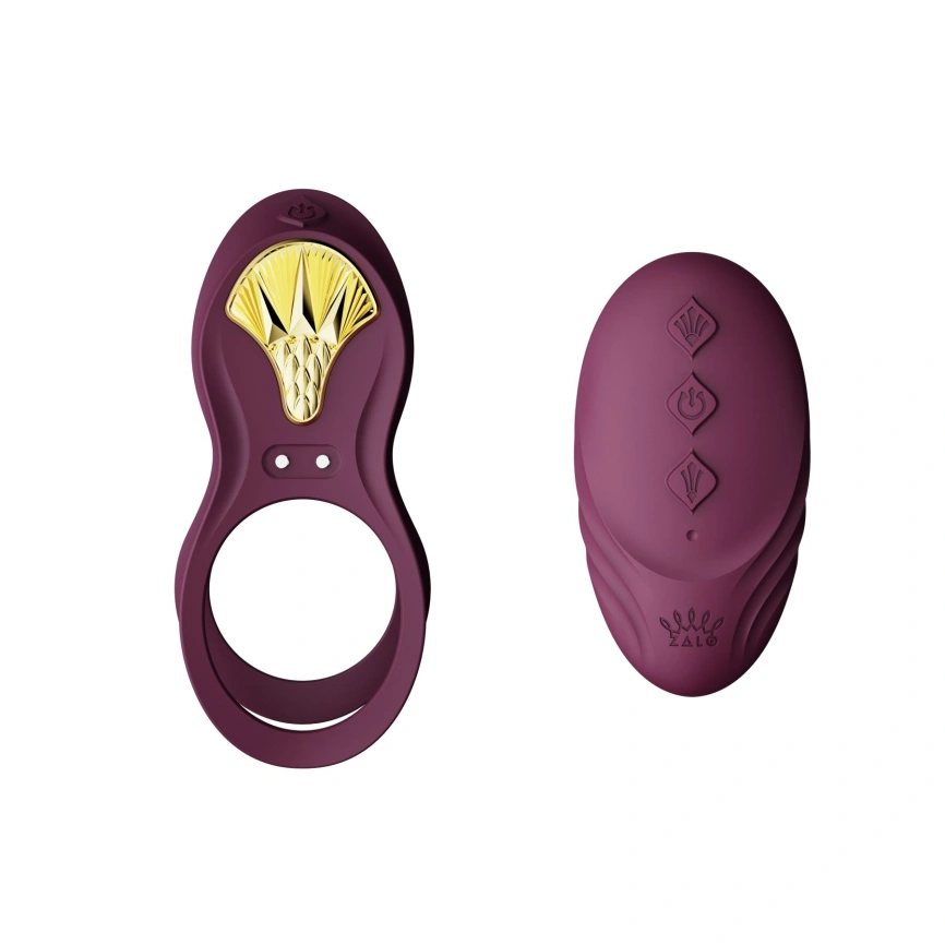 Смарт-эрекционное кольцо Zalo - BAYEK Velvet Purple, двойное с вводимой частью, пульт ДУ фото 7