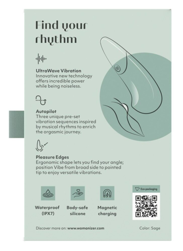 Мінівібратор Womanizer Vibe Sage, 3 авторежими + 10 рівнів інтенсивності фото 10
