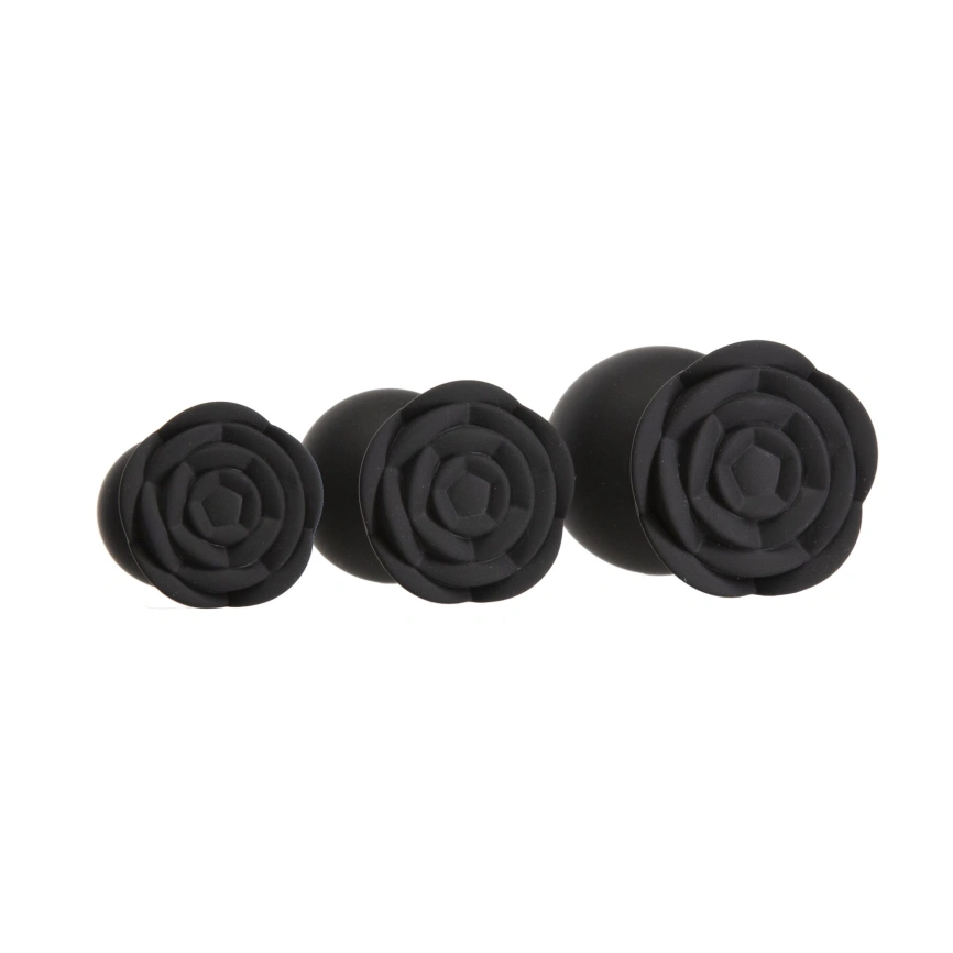 Набор силиконовых анальных пробок BMS Roses Til’ Dawn Silicone Anal Plug Kit Starter Kit Black фото 2