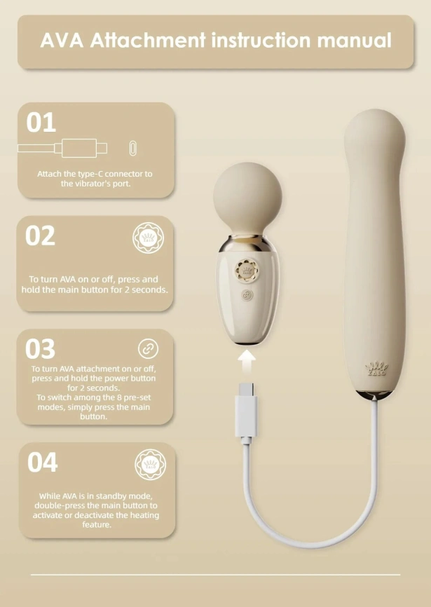 Пульсатор Zalo – AVA Attachment Ivory White для смарт-вибромассажера Zalo – AVA фото 3