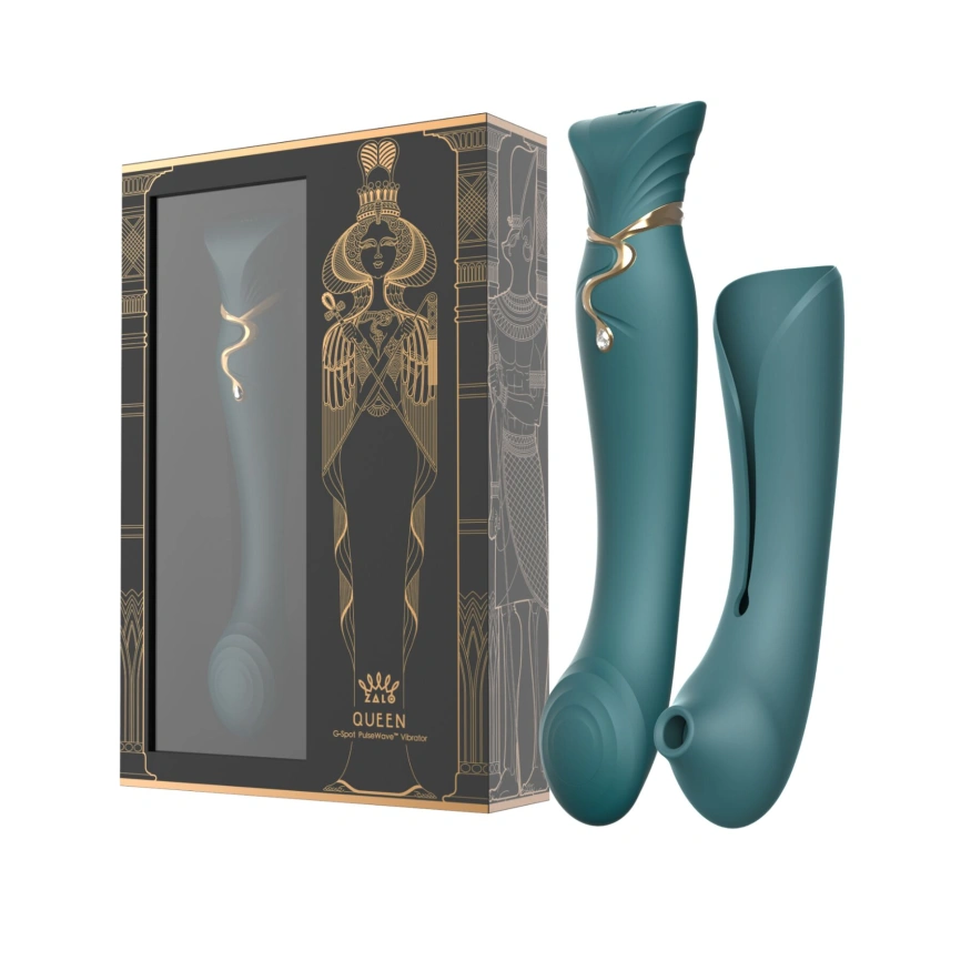 Смартвибратор 3в1 Zalo — Queen Set Jewel Green, пульсирующая жемчужина и вакуум, кристалл Swarovski фото 11
