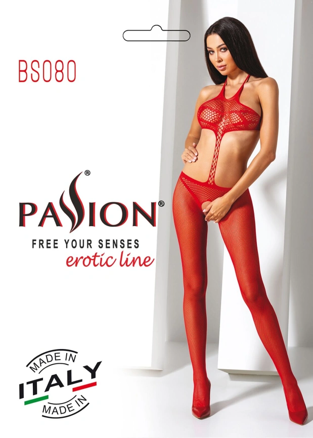 Открытый бодистокинг Passion BS080 red фото 6