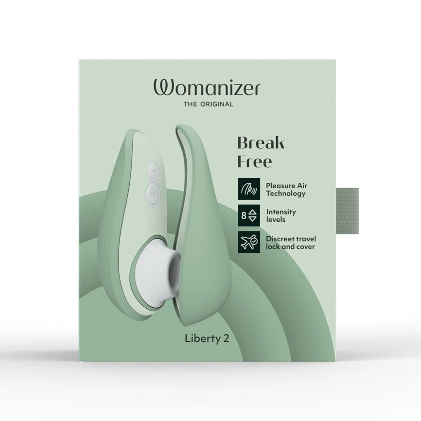 Вакуумный клиторальный стимулятор Womanizer Liberty 2 Sage, 8 режимов, магнитная крышечка фото 10