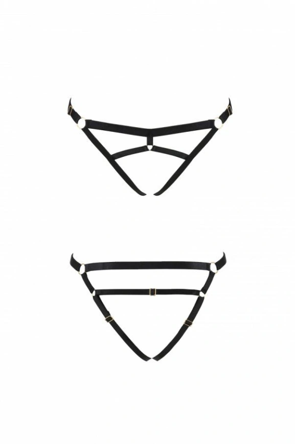 Трусики-стринги из стреп Passion Exclusive KELIS THONG L/XL, black фото 1