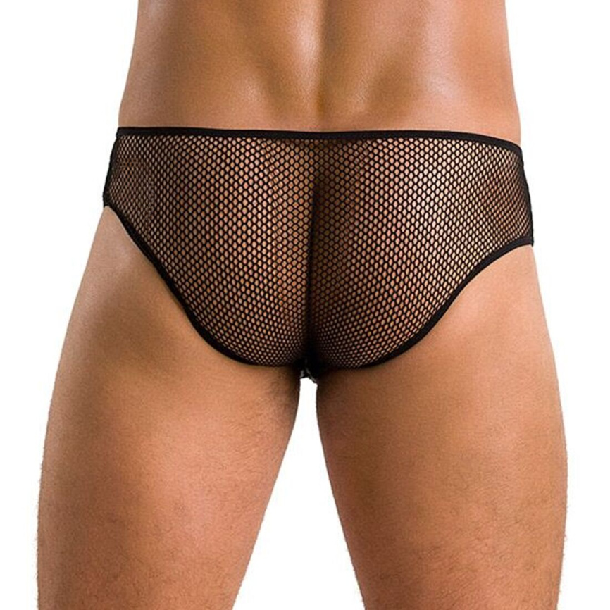 Чоловічі труси зі шнурівкою Passion 035 SLIP RICHARD S/M Black, екошкіра, сітка фото 8