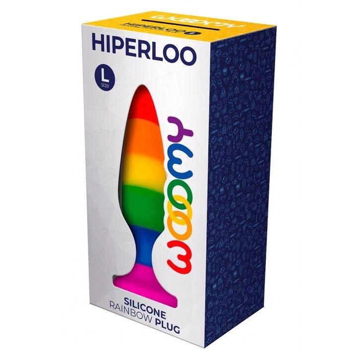 Силиконовая анальная пробка Wooomy Hiperloo Silicone Rainbow Plug L, диаметр 3,9 см, длина 13,1 см фото 3