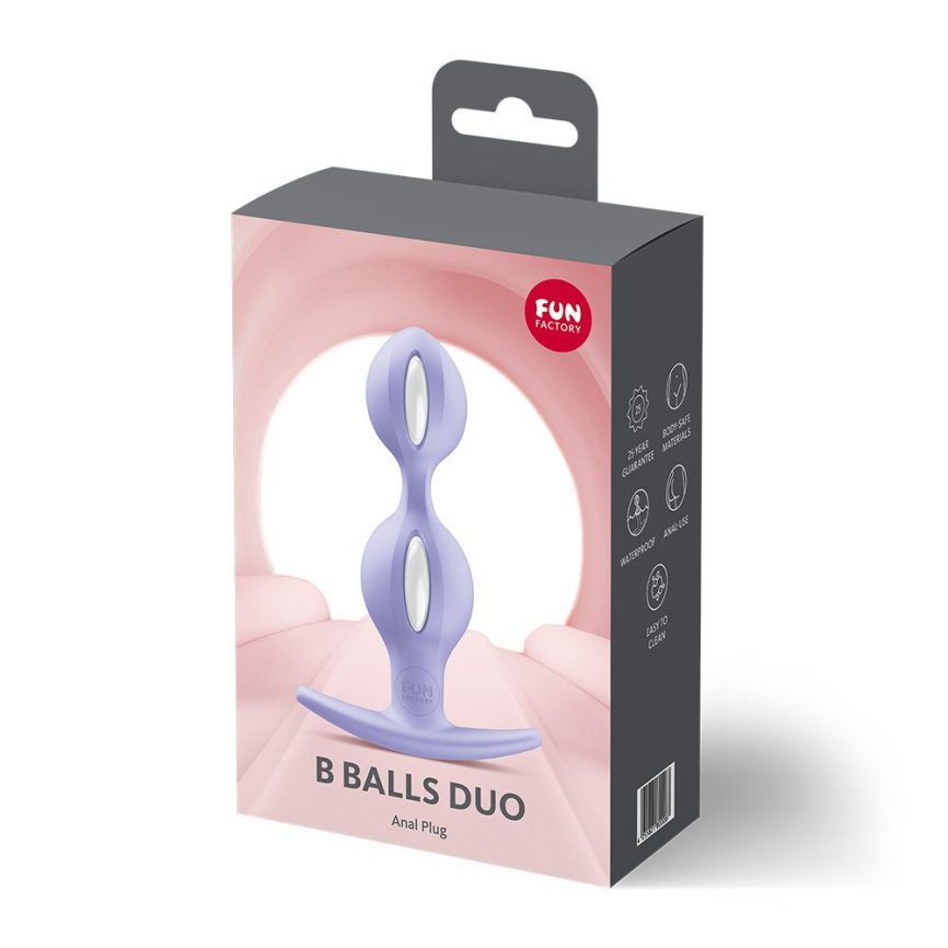 Анальні кульки Fun Factory B BALLS DUO Purple, ефект вібрації, діаметр 3,2 та 3,6 см фото 4