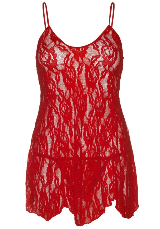 Сорочка беби-долл Leg Avenue Rose Lace Flair Chemise Red, Queen Size фото 2