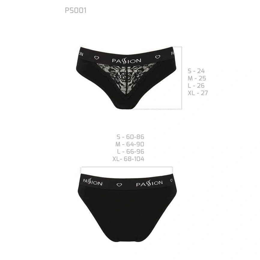 Трусики с широкой резинкой и кружевом Passion PS001 PANTIES M, black фото 13