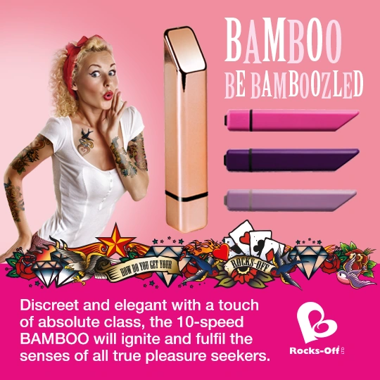 Мощный минивибратор Rocks Off Bamboo Rose Gold, 10 режимов работы, водонепроницаемый фото 1